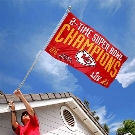 Kansas City Chiefs 2 Time Super Bowl Champions Banner Flag with Tack ...