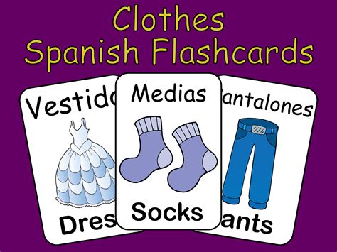 Spanish Clothes Flashcards Vocabulary Study Flash Cards With - Etsy