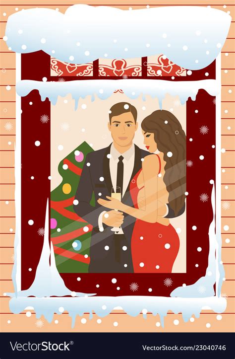 Christmas card couple Royalty Free Vector Image