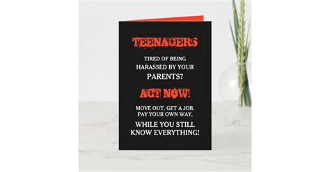 Funny Teenager | Teens Birthday Card | Zazzle.co.uk