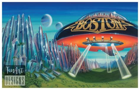 Framed Boston Guitar Spaceship Illustration Poster Boston 1st Album Cover Poster Boston Band ...