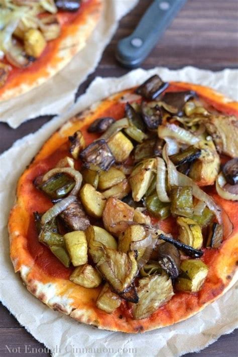 Gourmet Pizza with Roasted Vegetable Pizza Toppings | Not Enough Cinnamon | Recipe | Easy ...