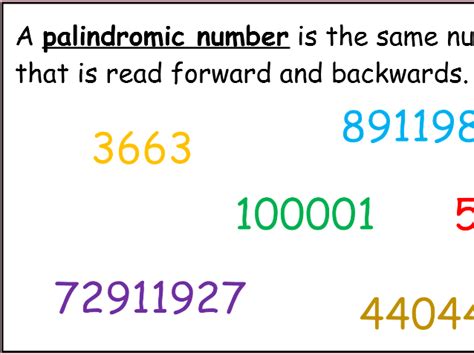 Palindromic numbers | Teaching Resources