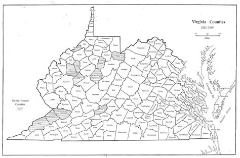 1850 County Map Of Virginia - Map