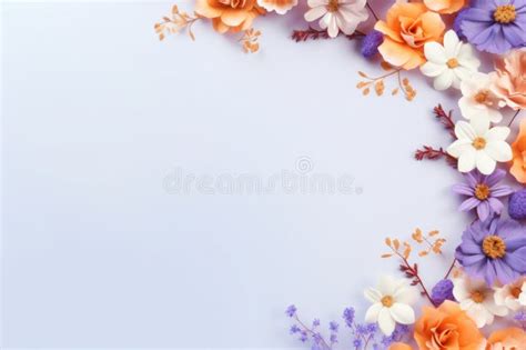 Floral Border with Purple and Pink Flowers Stock Image - Image of ...