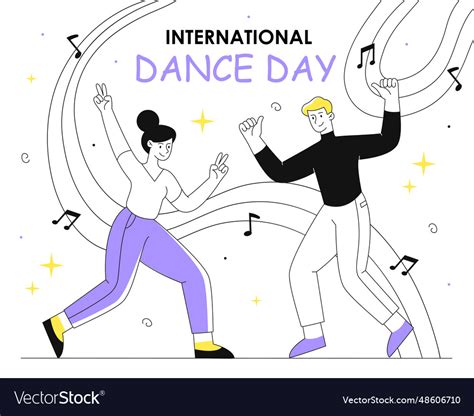 International dance day line poster Royalty Free Vector