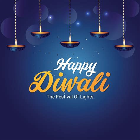 Indian festival happy diwali celebration invitation greeting card with ...