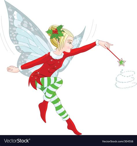 Christmas fairy Royalty Free Vector Image - VectorStock | Christmas fairy, Christmas elf ...