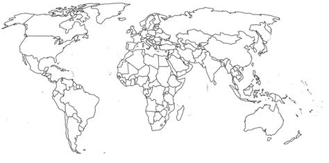 Black And White World Map With Country Names