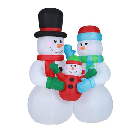 8Ft Snowman Family Inflatable with LED Lights