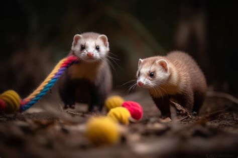 Premium AI Image | A brown ferret with a blue and yellow tail