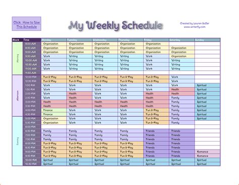 Weekly Schedule Template Excel | task list templates