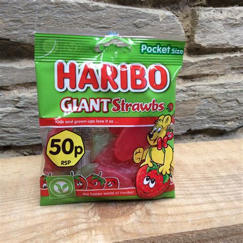 Haribo Giant strawberry sweets. Pocket size – Siop Y Pentre