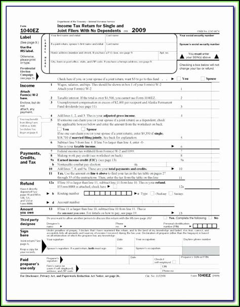 Irs Income Tax Forms 1040ez - Form : Resume Examples #e79QLjg2kQ