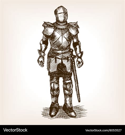 Knight armour and sword sketch Royalty Free Vector Image