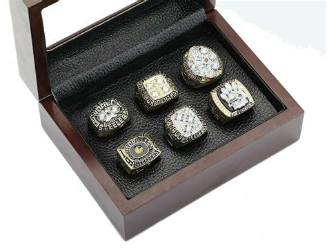 PITTSBURGH STEELERS SUPER BOWL CHAMPIONSHIP Ring Set w SLANTED Display Case Box 607128952664 ...