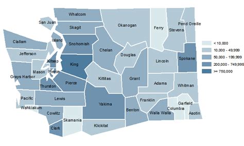 Population by county — census data (map) | Office of Financial Management