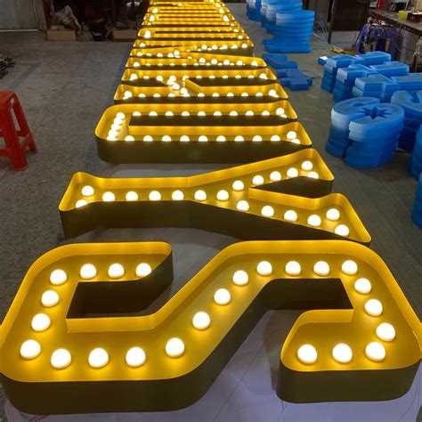 Shining Vintage Marquee Led Signs Stand-up Bulb Letters Customized 3d Led Illuminated Channel ...