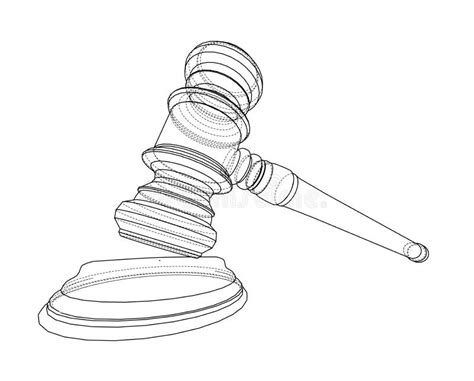 3D Outline Gavel. Vector Rendering Of 3d Stock Vector - Illustration of isolated, auction: 133004475