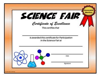 Science Fair Certificate - Honorable Mention - Editable by Diazi Blue ...