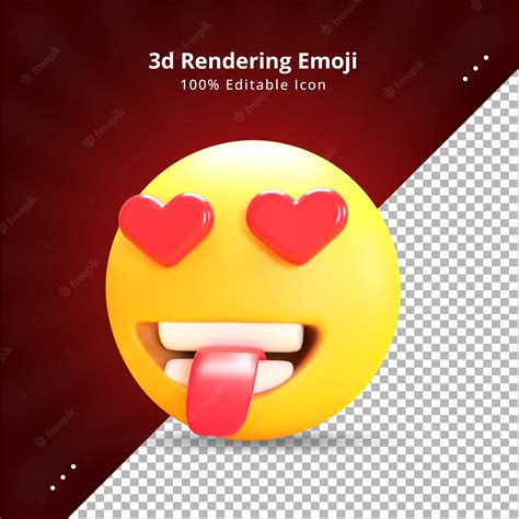 Premium PSD | Realistic 3d rendering love hearts eyes with tongue out emoji