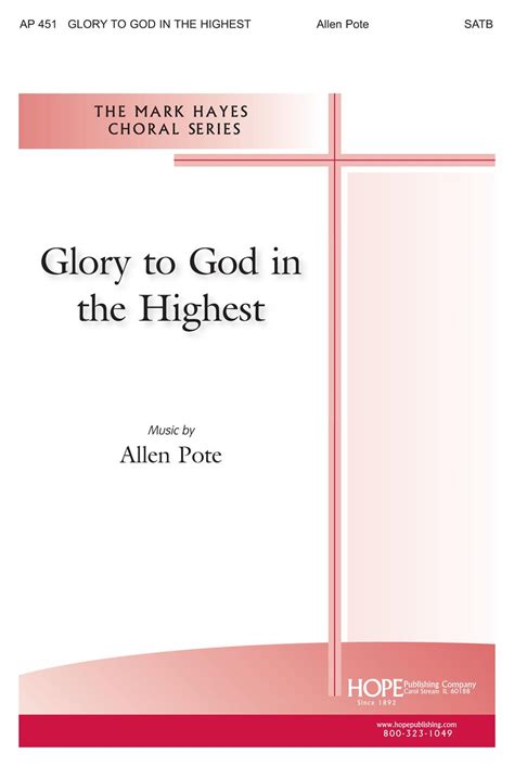 GLORY TO GOD -AP-SATB - Hope Publishing Company