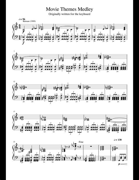 Movie Themes Medley sheet music for Piano download free in PDF or MIDI