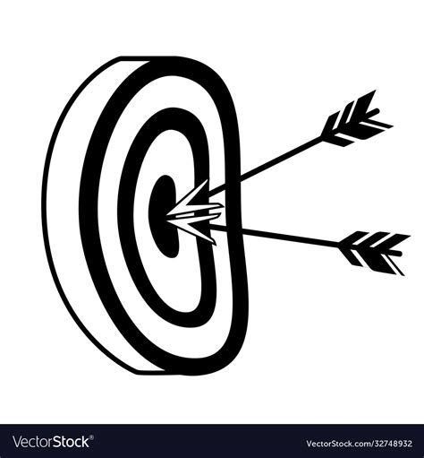 Black silhouette archery target with two arrows Vector Image