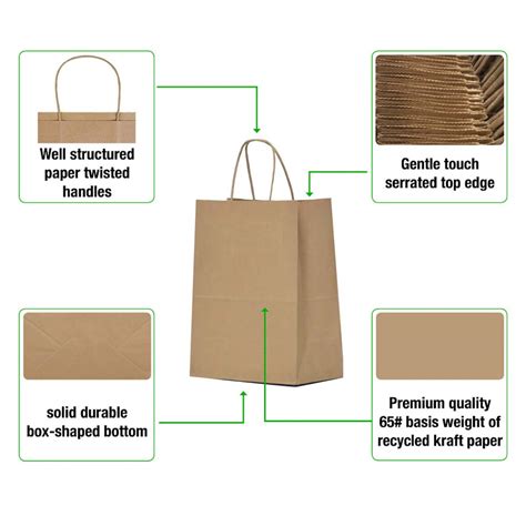 Brown Kraft Paper Bags with Handles Bulk 10x5x13 50 Pcs Paper Gift Bags ...