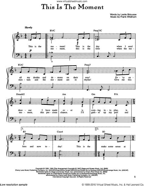 This Is The Moment sheet music for piano solo (PDF)