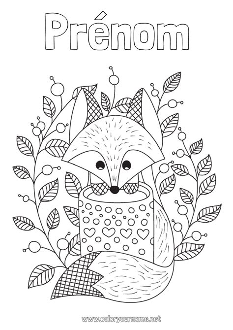 Coloriage n°1758 - Mignon Automne Renard