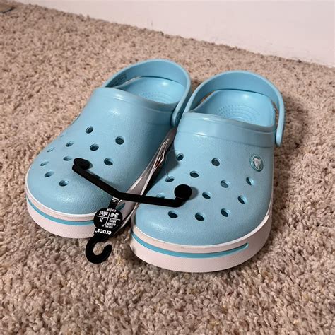 crocs baby blue, women’s 9 men’s 7 - Depop