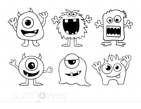 Monsters Svg Monster Outline SVG Halloween SVG Cricut - Etsy Australia