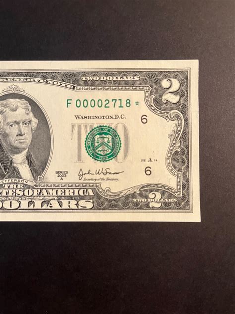 2003 A 2 Dollar Bill Star Note Rare Federal Reserve US Paper Money - Etsy