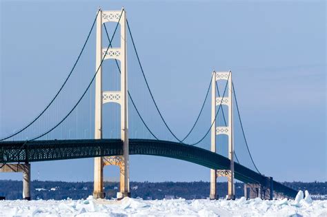 Winter at Michigan's Mackinac Bridge | Mackinac bridge, Mackinac, Bridge