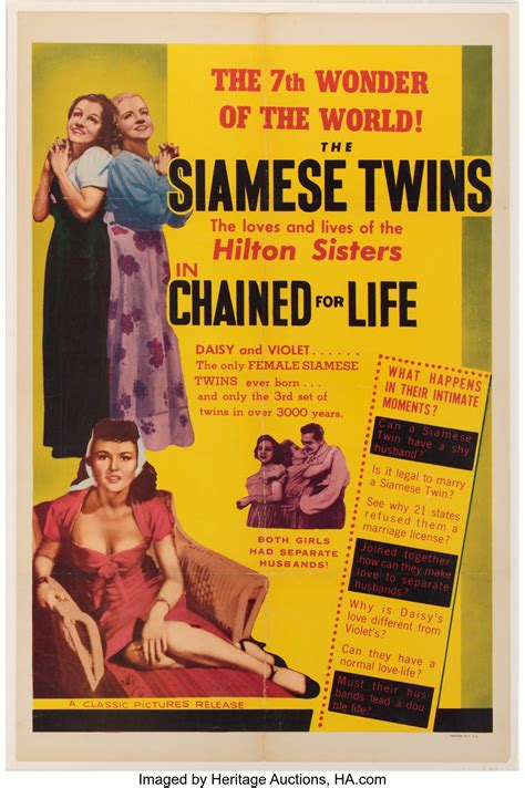 The Hilton Sisters one-sheet poster for Chained for Life.... | Lot #1138 | Heritage Auctions