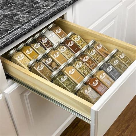 LYNK PROFESSIONAL Silver Metallic - Medium Spice Rack Drawer Organizer - 4-Tier Spice Rack for ...