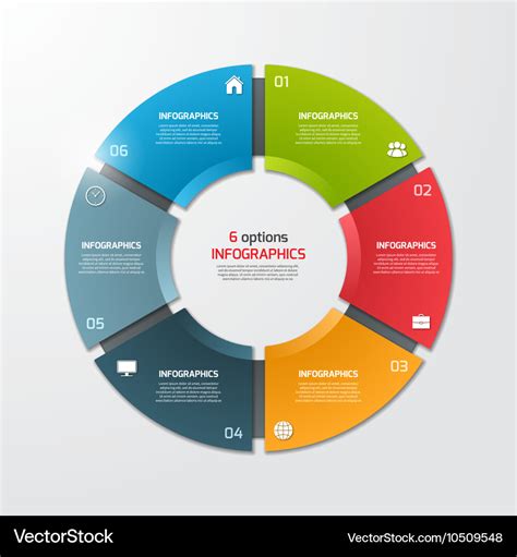 Pie chart infographic template 6 options Vector Image