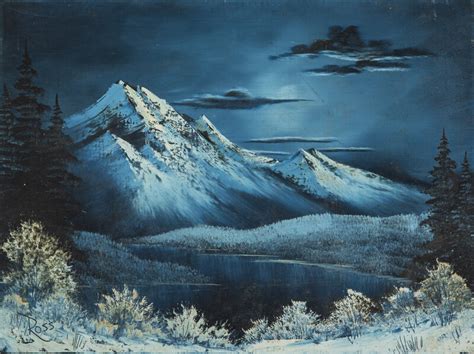 Bob Ross | Bob Ross Signed Original Winter Mountain Lake Contemporary ...