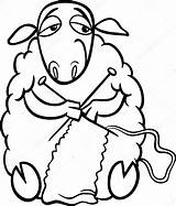 Knitting Sheep coloring Page — Stock Vector © Izakowski 39749427 sketch template