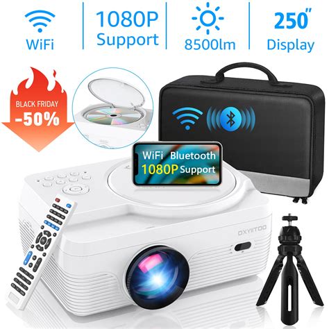 DXYIITOO Full HD WiFi Bluetooth Projector Built in DVD Player, 8500LM ...