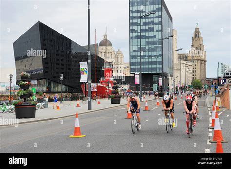 Triathletes competing in the Liverpool Triathlon, part of the British ...