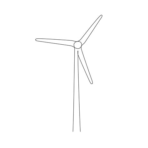 Wind mill, wind generator energy, single continuous line art drawing. Windmill tower save ...