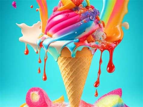 Premium AI Image | A colorful summer treat in melting ice cream ...