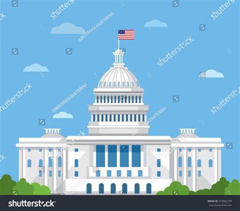 White House Vector Flat Illustration. Washington Dc. - 373862278 ...