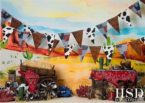 Western Photography Backdrop Cowboy Photo Props Wild West Cake Smash ...