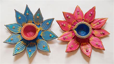 Diya Decorations Ideas | Easy Diya Decorations | How To Make Diya Stand | Diwali Craft Ideas ...