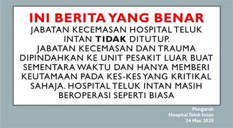 Hospital Teluk Intan terus beroperasi, terkawal - Selangorkini