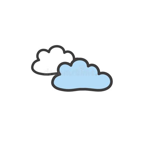 Doodle Style Two Color Cloud Drawing. Vector Drawing by Hand. Symbol of ...