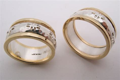 Recycled Gold and Silver Hammered Mens Wedding Bands | OneWed.com